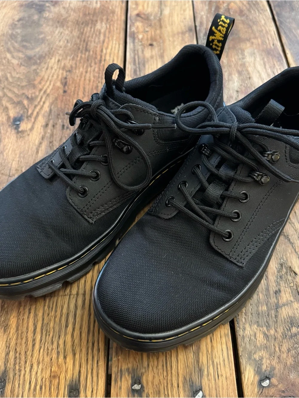 Dr. Martens Reeder Black Low-Top Oxford with Yellow Stitching